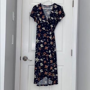 Navy Floral Wrap Dress